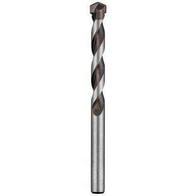 A two-coloured spiral drill bit made of metal, used for drilling into wood, metal or plastic.