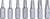 Eight silhouettes of screwdriver bits in a row, arranged from left to right, each with different tip shapes.