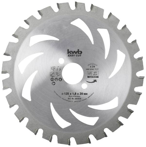 kwb  581938 Carbide metal circular saw blade 135 x 20 x 1.2 mm Number of cogs: 24 1 pc(s)