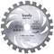 Circular saw blade with metallic surface, inscription 'kwb Easy Cut'. Diameter 150 mm, 24 teeth, for wood and metal processing.