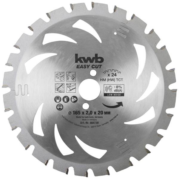 kwb  584738 Carbide metal circular saw blade 165 x 20 x 1.24 mm Number of cogs: 24 1 pc(s)