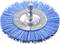 A blue round brush with a metal core and holder, suitable for cleaning or grinding work.