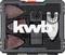 Toolbox with 'kwb' logo. Contains saw blades and sanding attachments. Suitable for various DIY projects.