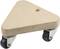 Triangular wooden platform with three mounted wheels. Suitable for transporting small items, sturdy and manoeuvrable.