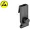 Black plastic component in a hook shape, next to a yellow symbol for electrostatic sensitive devices.
