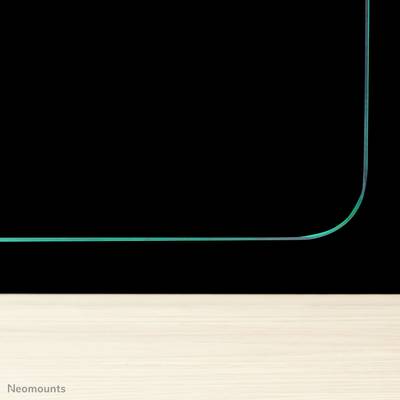 Transparent glass board in a rectangular shape, mounted on a black wall; subtle green trim; suitable for notes.<br><br>Transparent glass board in a rectangular form, affixed to a black wall; understated green border; ideal for jotting down notes.