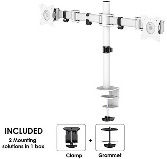 Neomounts NM-D135DWHITE 2x Monitor desk mount 25,4 cm (10") - 68,6 cm (27") Swivelling, Swivelling, Tiltable White-5