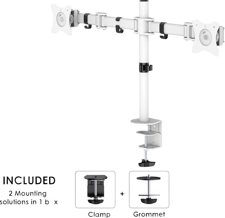 Neomounts NM-D135DWHITE 2x Monitor desk mount 25,4 cm (10") - 68,6 cm (27") Swivelling, Swivelling, Tiltable White-6