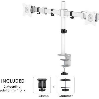 Neomounts NM-D135DWHITE 2x Monitor desk mount 25,4 cm (10") - 68,6 cm (27") Swivelling, Swivelling, Tiltable White-6