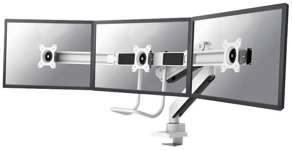 Neomounts NM-D775DX3WHITE Monitor desk mount 43,2 cm (17") - 61 cm (24") Swivelling, Swivelling, Tiltable, Height-adjustable White