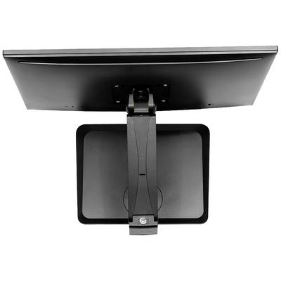 A computer screen viewed from above, showing an adjustable mount.