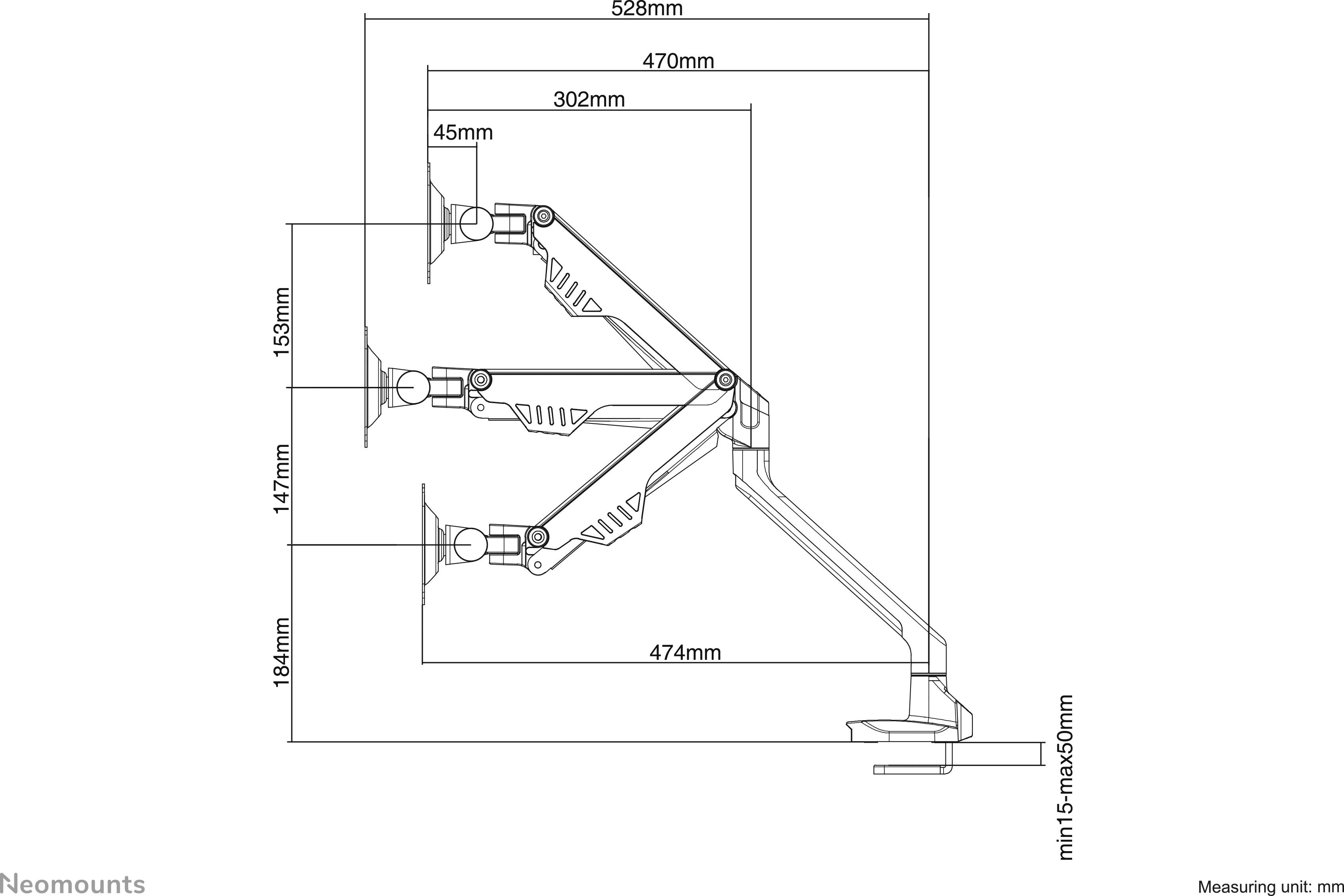 Neomounts Monitor desk mount FPMA-D750WHITE 1 Display(s) 25,4 cm (10") - 81,3 cm (32") White Swivelling, Swivelling, Til-3