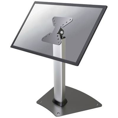 Metal stand with an angled mounting device, suitable for monitors or screens. Solid, stable base.