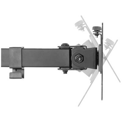 Metal monitor mount with adjustable tilt, shown in various positions.