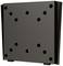A black mounting bracket with multiple holes in a symmetrical arrangement, suitable for attaching a device or screen.