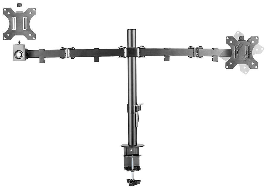 Monitor mount with two adjustable arms that extend to the left and right. A VESA mounting plate is attached on each side.