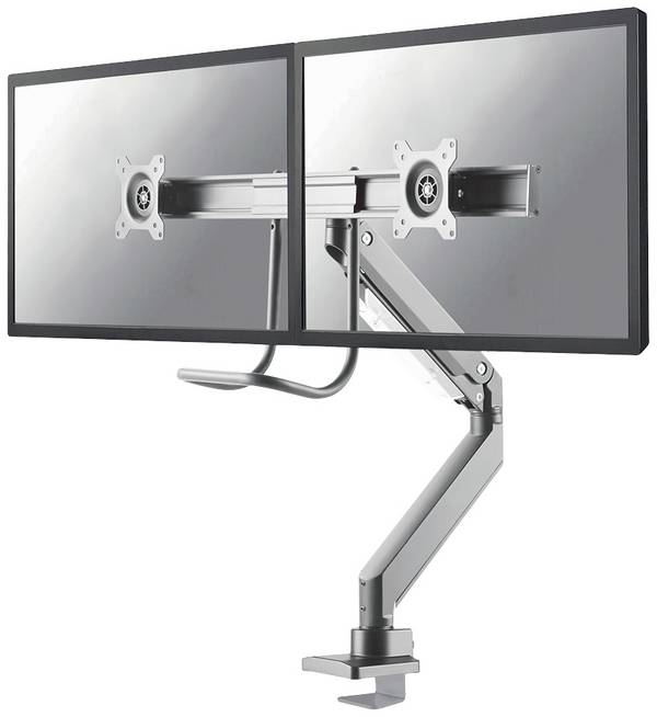 Neomounts NM-D775DXSILVER Monitor desk mount 25,4 cm (10") - 81,3 cm (32") Swivelling, Swivelling, Tiltable, Height-adjustable Grey