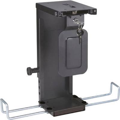 Metal locker with lock, vertically mounted. Used for securely storing small items, keys visible in the lock.