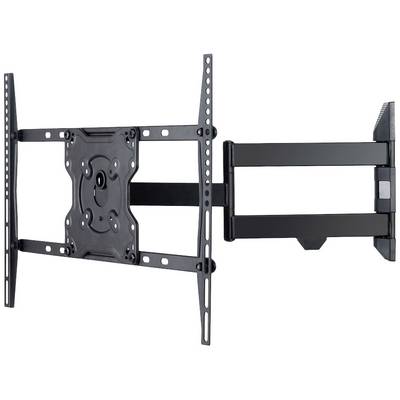Wall mount for flat screen displays with a pivoting arm and multiple mounting points. Suitable for various screen sizes.