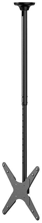 A black ceiling mount for monitors. Length-adjustable, with a cross-bracket for securing the screen.