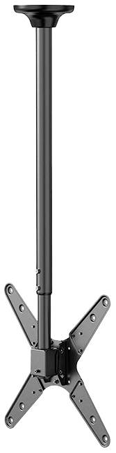 Projector mount with adjustable ceiling fixing, metallic, featuring a long, articulated arm and multiple mounting holes.