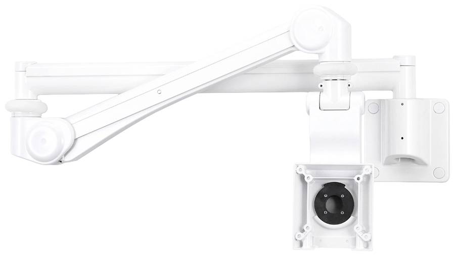 A white, adjustable wall-mounted arm with an integrated camera. The arm features multiple joints for flexible positioning.