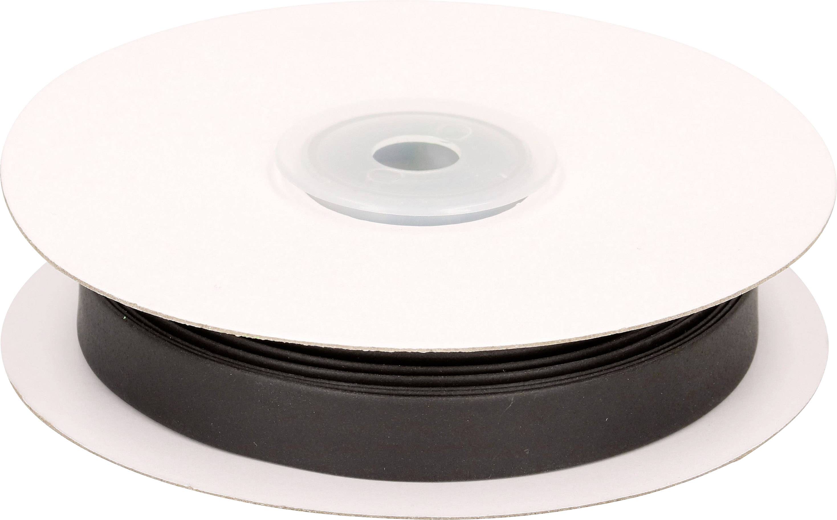 Black tape on a large roll, centred, with a white border. Suitable for creative or technical applications.