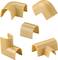 Five beige plastic components with varying shapes and angles, used for connecting pipes or cables.