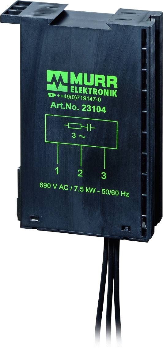 Electronic device by Murr Elektronik with the inscription '690 V AC / 7.5 kW - 50/60 Hz', article number 23104.