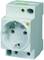Electrical socket with integrated safety switch, earthed and tested, suitable for safety applications in households.