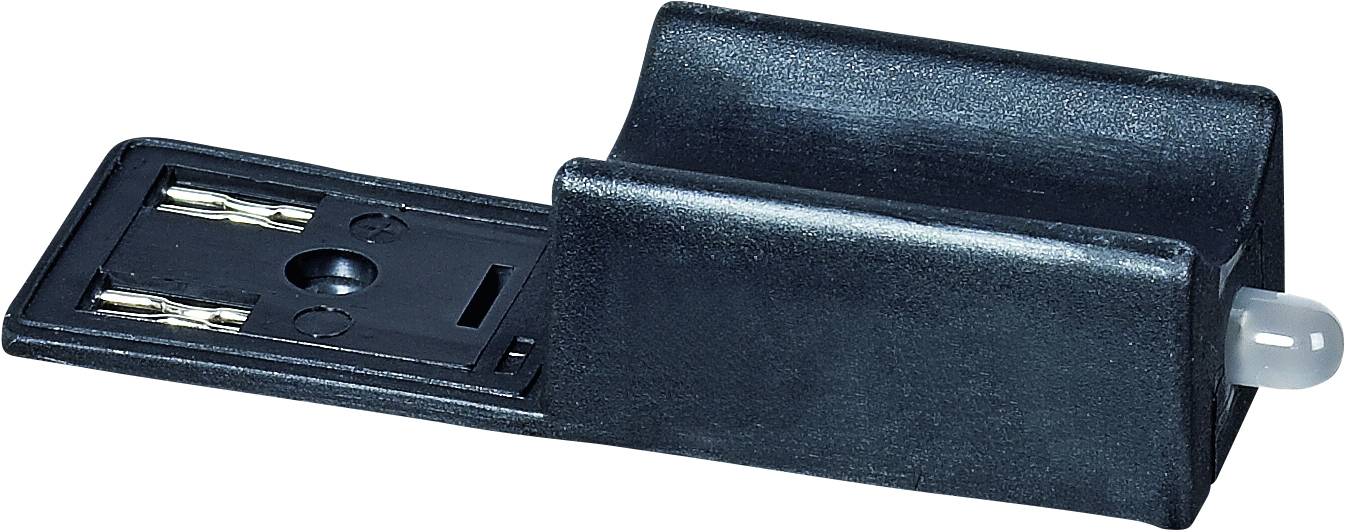 Black rocker switch with LED light. Primarily used for electronic applications.