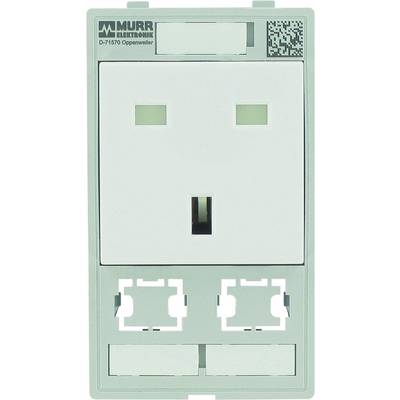 White socket by Murr Elektronik with three square openings at the top and two square openings at the bottom, QR code positioned in the top right corner.