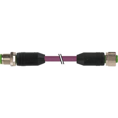 Two black connectors with a pink cable between them and metallic, ridged ends against a white background.
