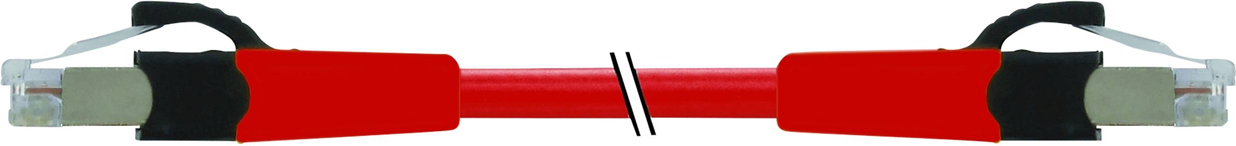 'Image of a bridge-like construction made of two interconnected red blocks with black and grey elements at the ends.'