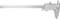 A metal digital vernier caliper for precise measurement of objects, with a sliding mechanism and a scale indicator.