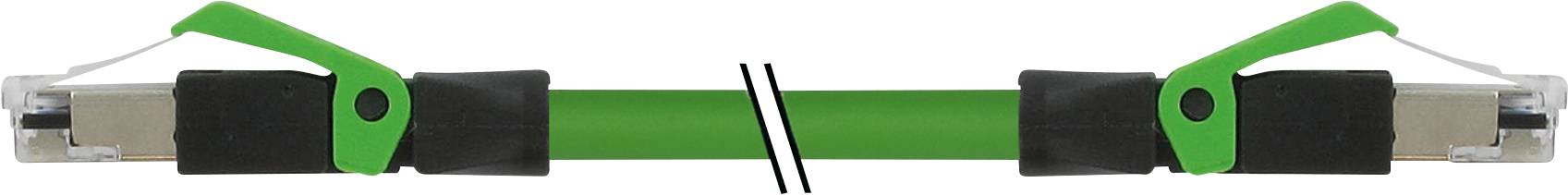 Green training resistance band with black handles and closure mechanisms, suitable for fitness exercises and resistance training.