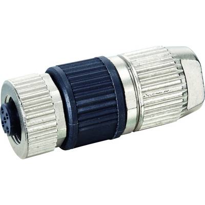 A metal plug with a ribbed surface, featuring a black plastic section in the middle, used for industrial connections.
