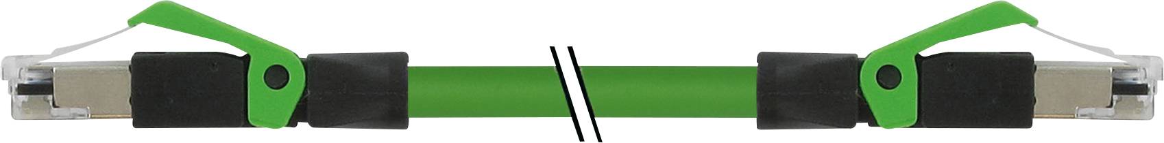 Green, elastic fitness band with black handles at both ends.