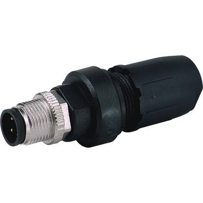 'M8 connector, cylindrical design, 4-pole, black casing, for industrial applications in automation technology.'