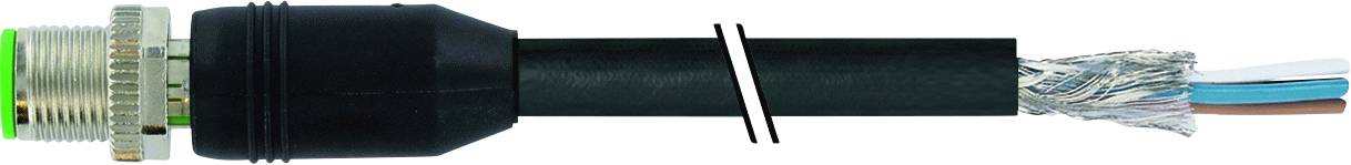 A black coaxial cable with metal connectors at both ends and stripped sheath, revealing the inner wires and shielding.