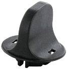 Black rotary knob with a round base and two small rectangular recesses. Suitable for device operation.