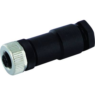 A black cylindrical connector with a silver knurled end, suitable for electrical connections in industrial environments.