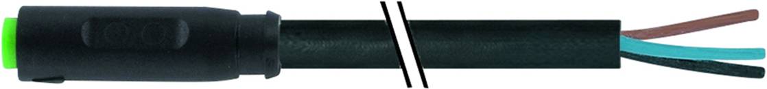 A cut black cable sheath reveals three differently coloured inner cables in brown, blue, and green.