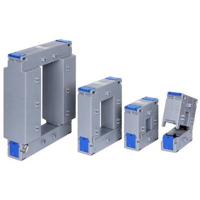 Grey electrical test coils with blue clips in various sizes, arranged from large to small.