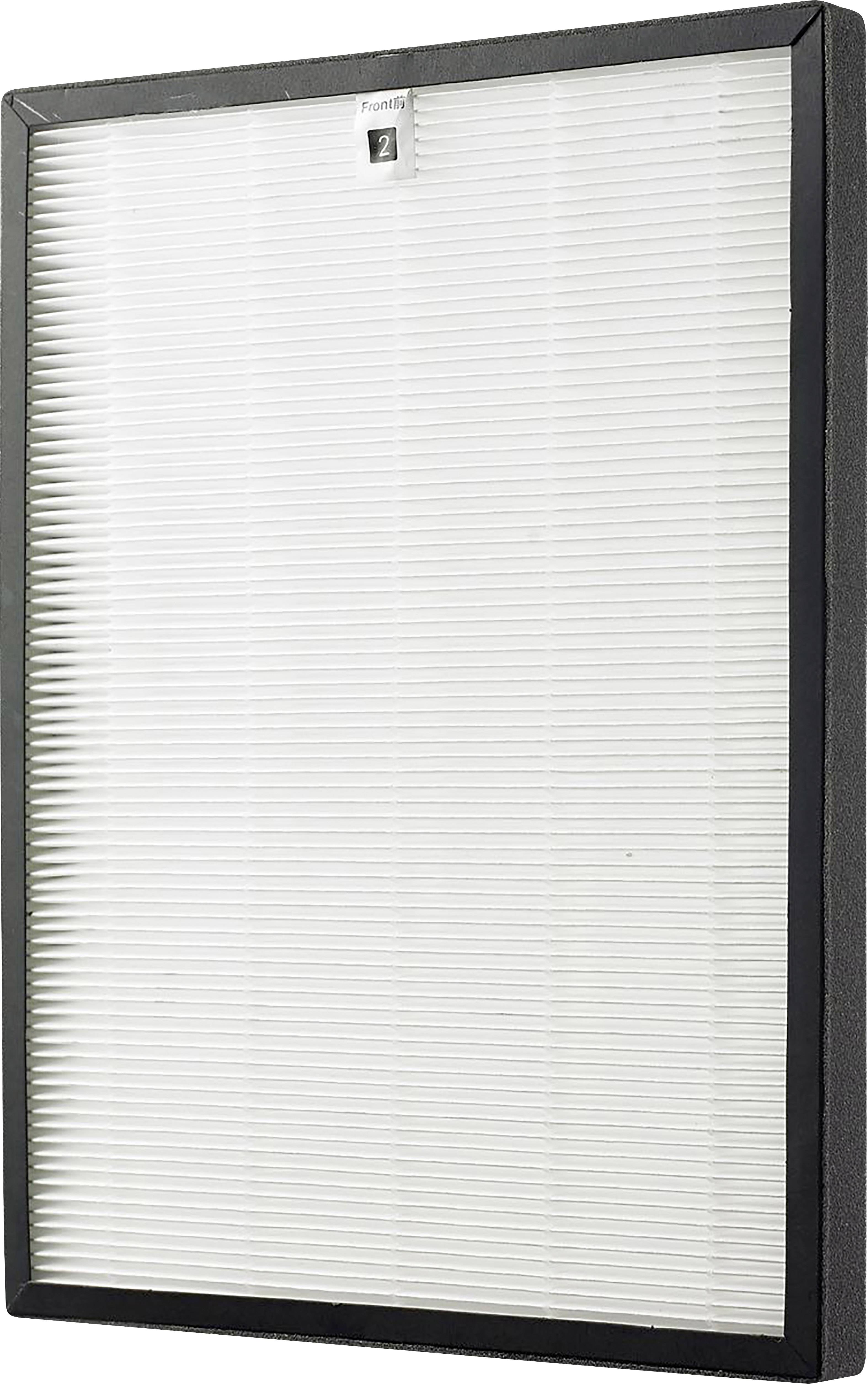 HEPA air filter in a rectangular black frame with a fine white mesh for particle filtration. Ideal for improving air quality.