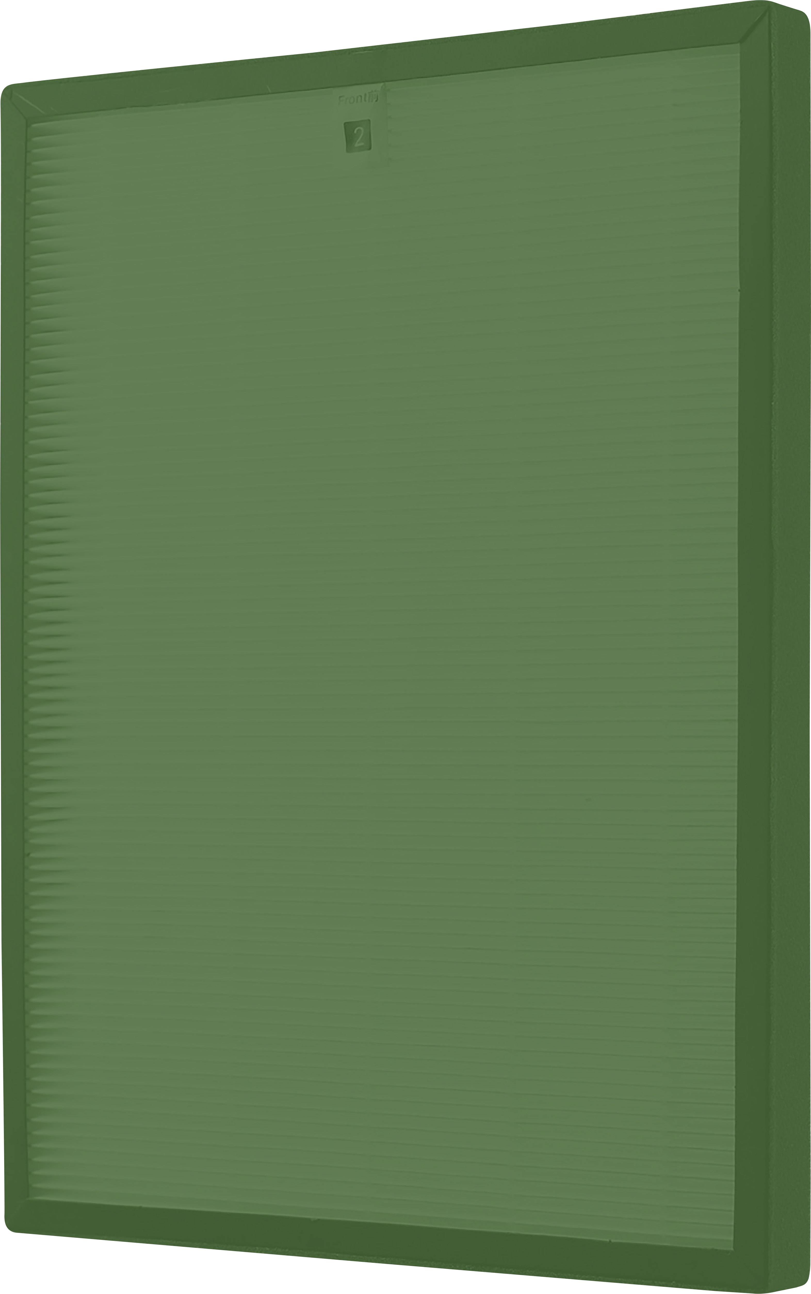 A rectangular, flat green object, similar to a board or tablet, stands upright.