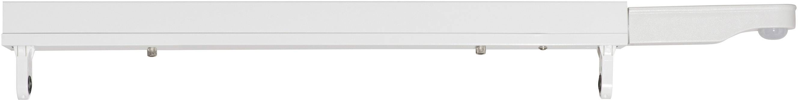 Grey metal drawer slide, mounted laterally.