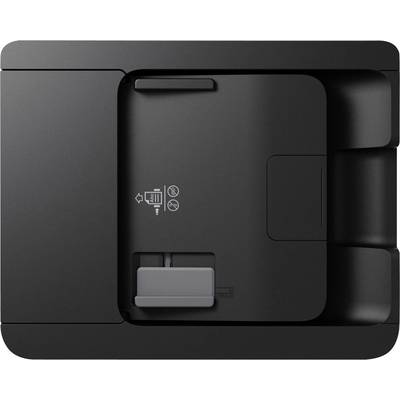 Black device with a compartment on the right side, displaying a symbol of a crossed-out bin with no paper.