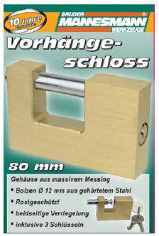 Brüder Mannesmann M41380 Padlock 80 mm keyed-alike Gold EU cylinder padlock-1