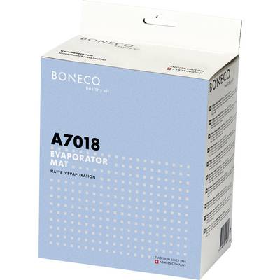 Packaging of a Boneco A7018 evaporator mat replacement filter in a blue design with white text, suitable for air humidifiers.